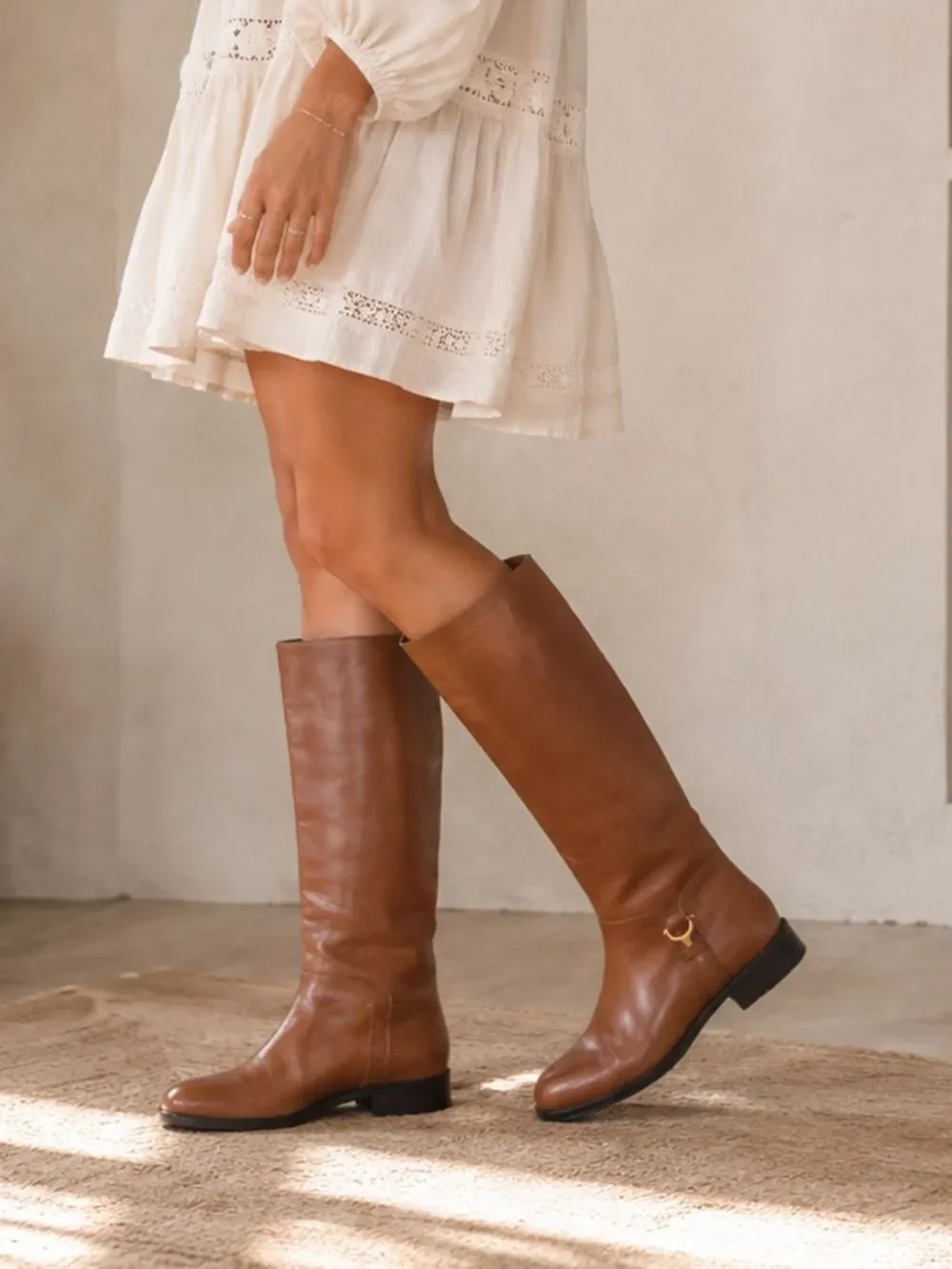 Etienne Aigner Brown Leather Over-the-Knee Riding Boots